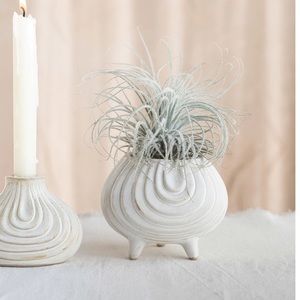 White Stoneware Footed Planter - 5 inch